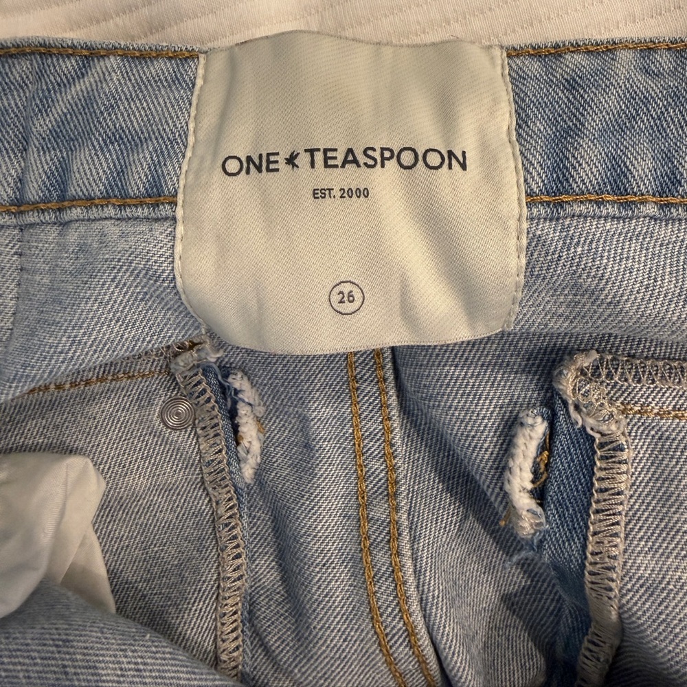 One Teaspoon Light Blue Distressed Denim Jeans